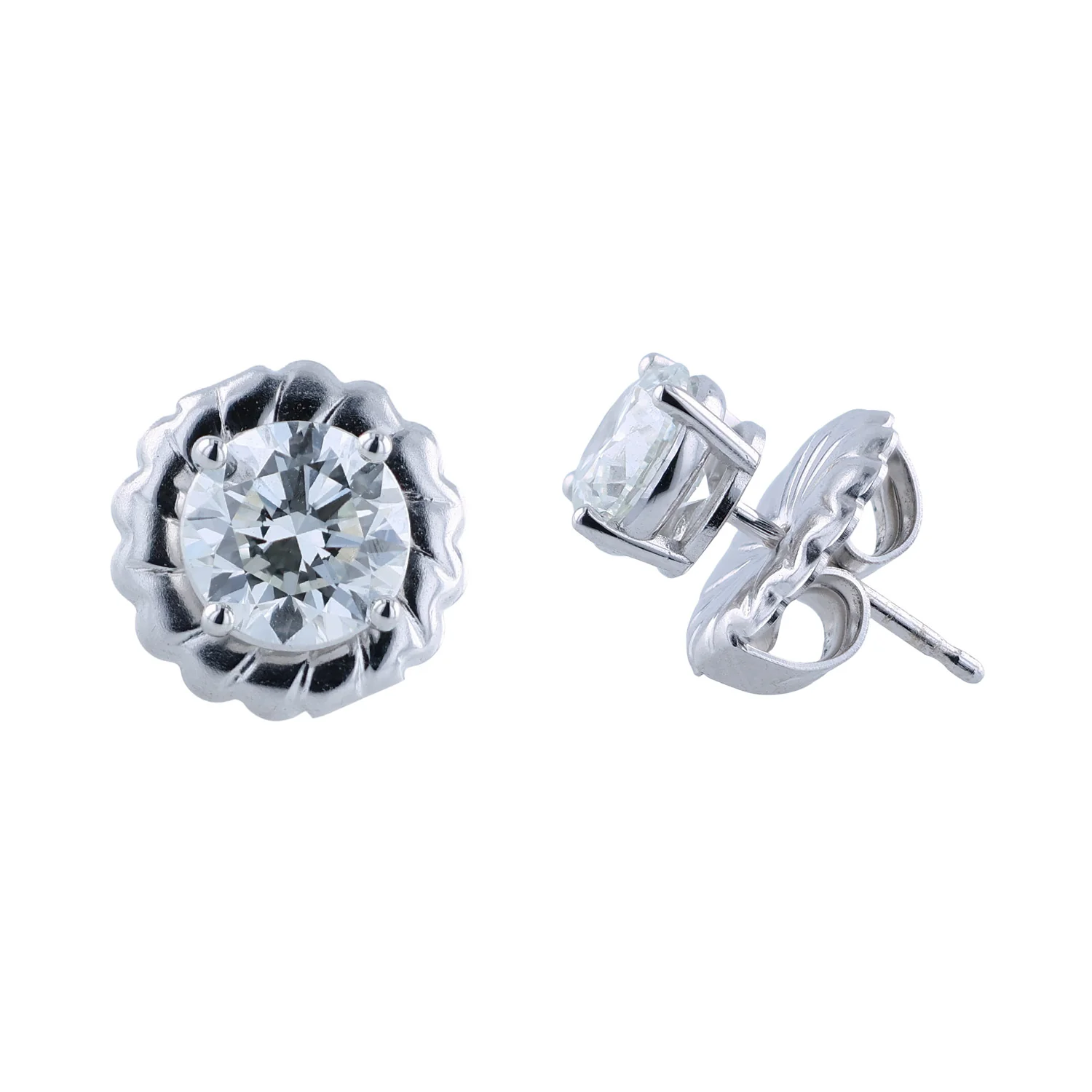 14K 1.48 CTW Diamond Stud Earrings (G, VS1) - Image 2