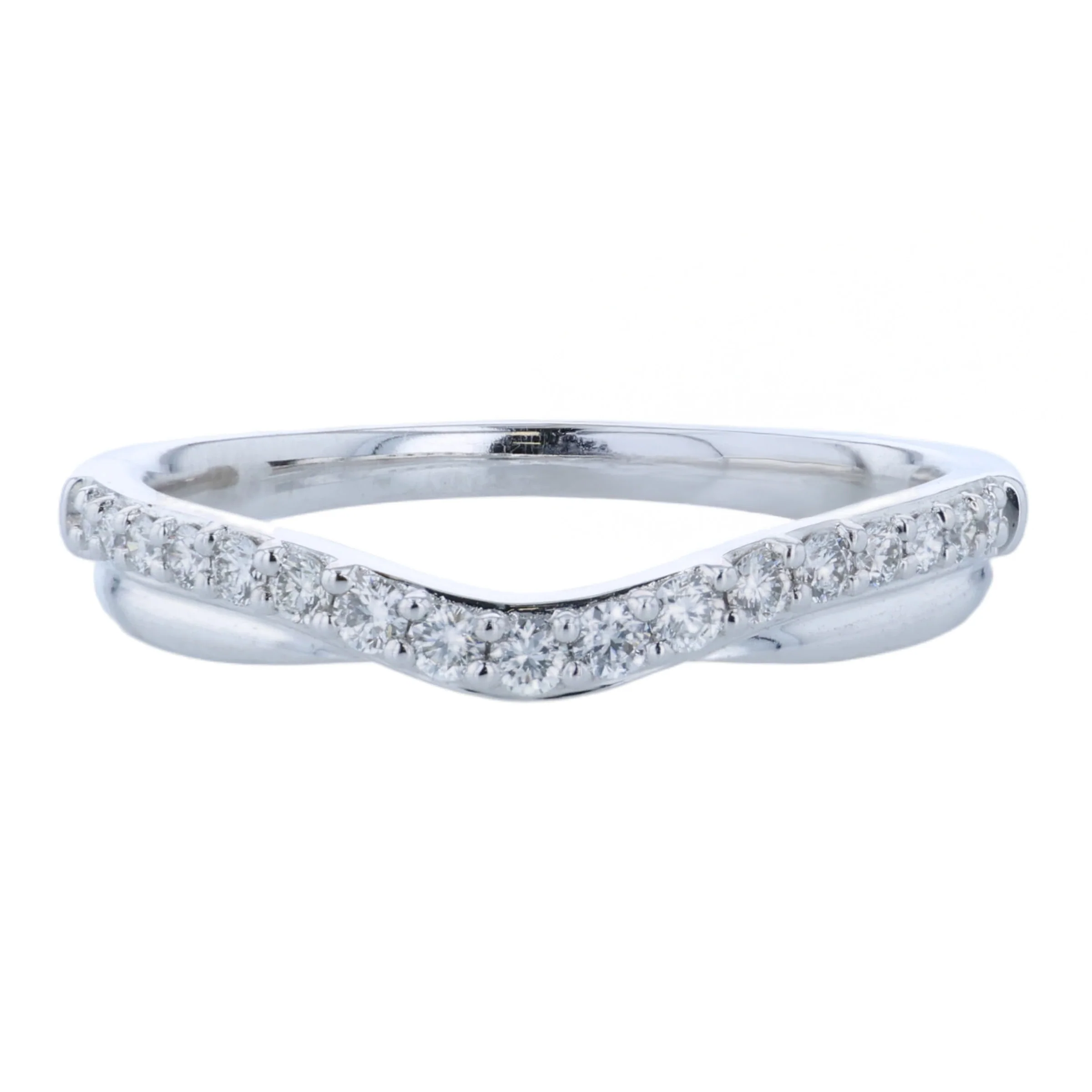 14K 0.23 CTW Diamond Curved Wedding Band