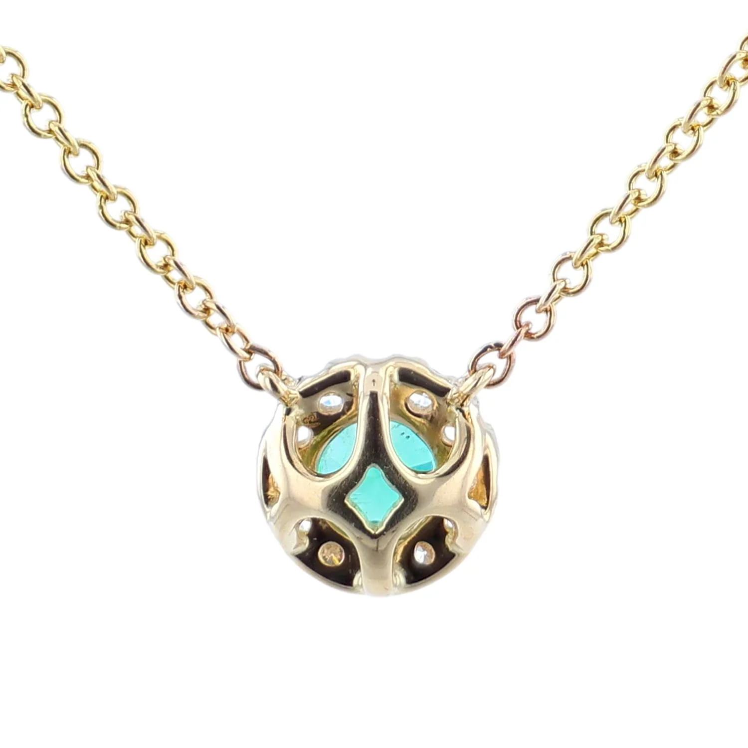 14K Emerald and Diamond Halo Pendant with Chain - Image 4