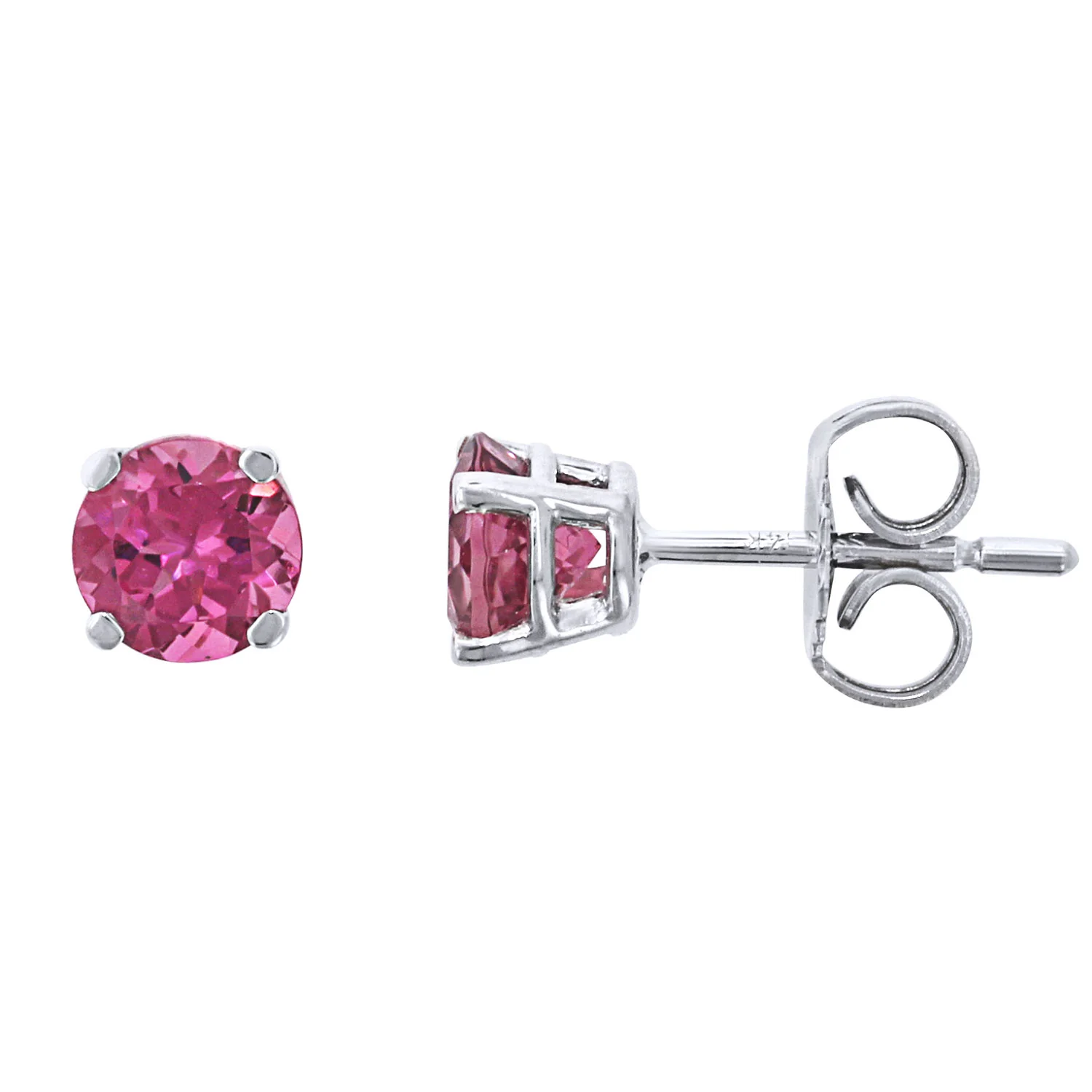 14K 0.96 CTW Pink Tourmaline Solitaire Stud Earrings - Image 2