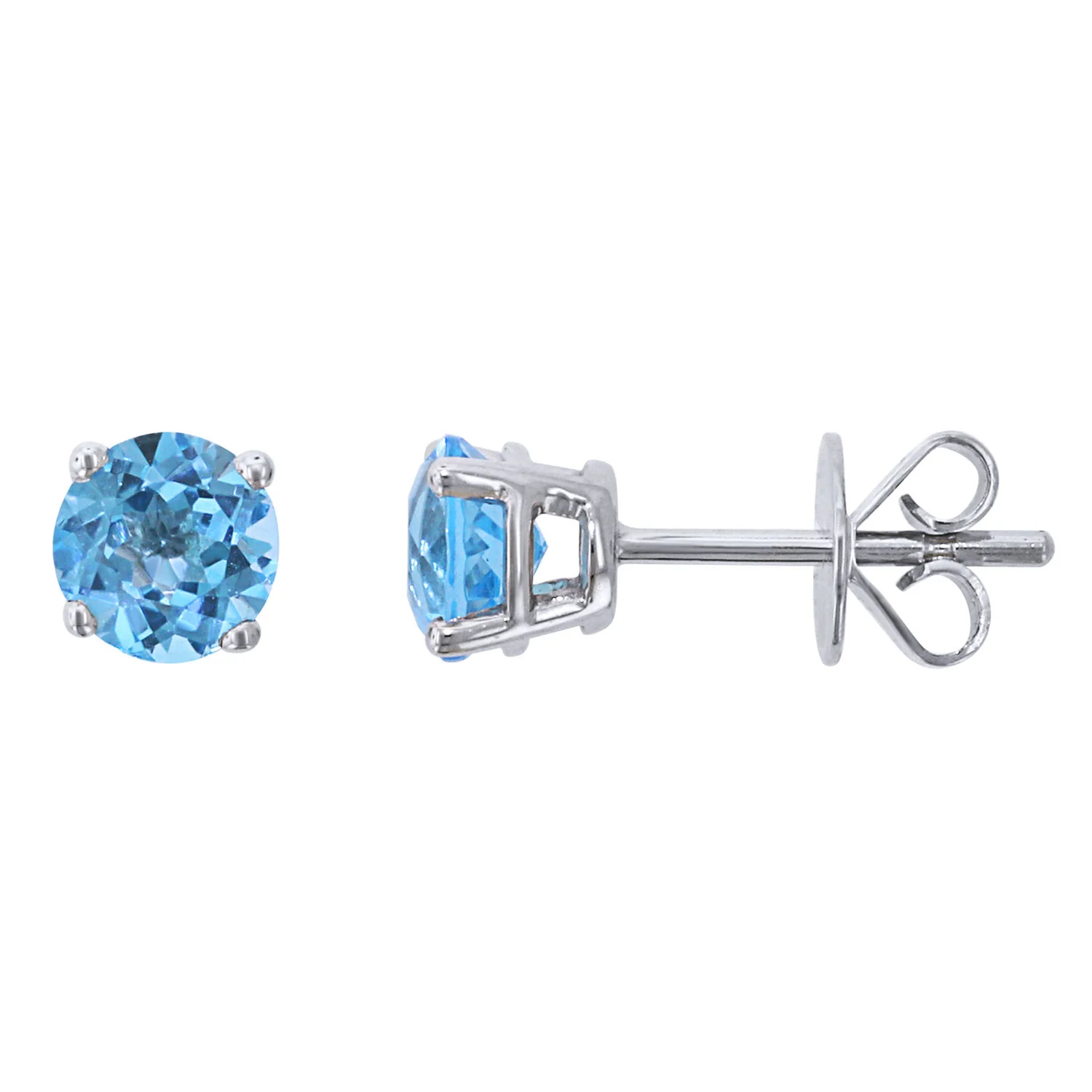 14K Blue Topaz Stud Earrings - 1.28ctw - Image 2
