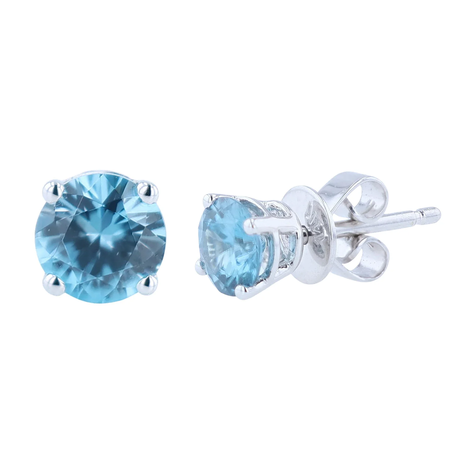 14K 1.70 CTW Blue Zircon Stud Earrings - Image 2