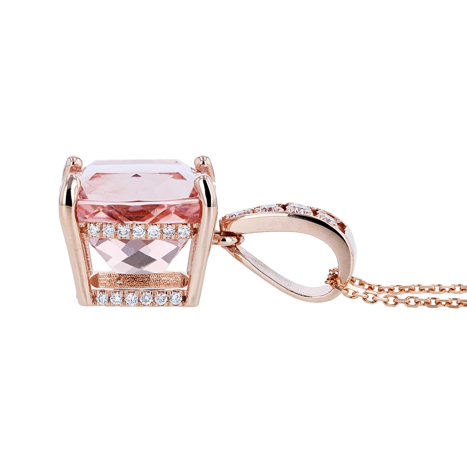 14K 11.67 Carat Morganite and Diamond Pendant - Image 3