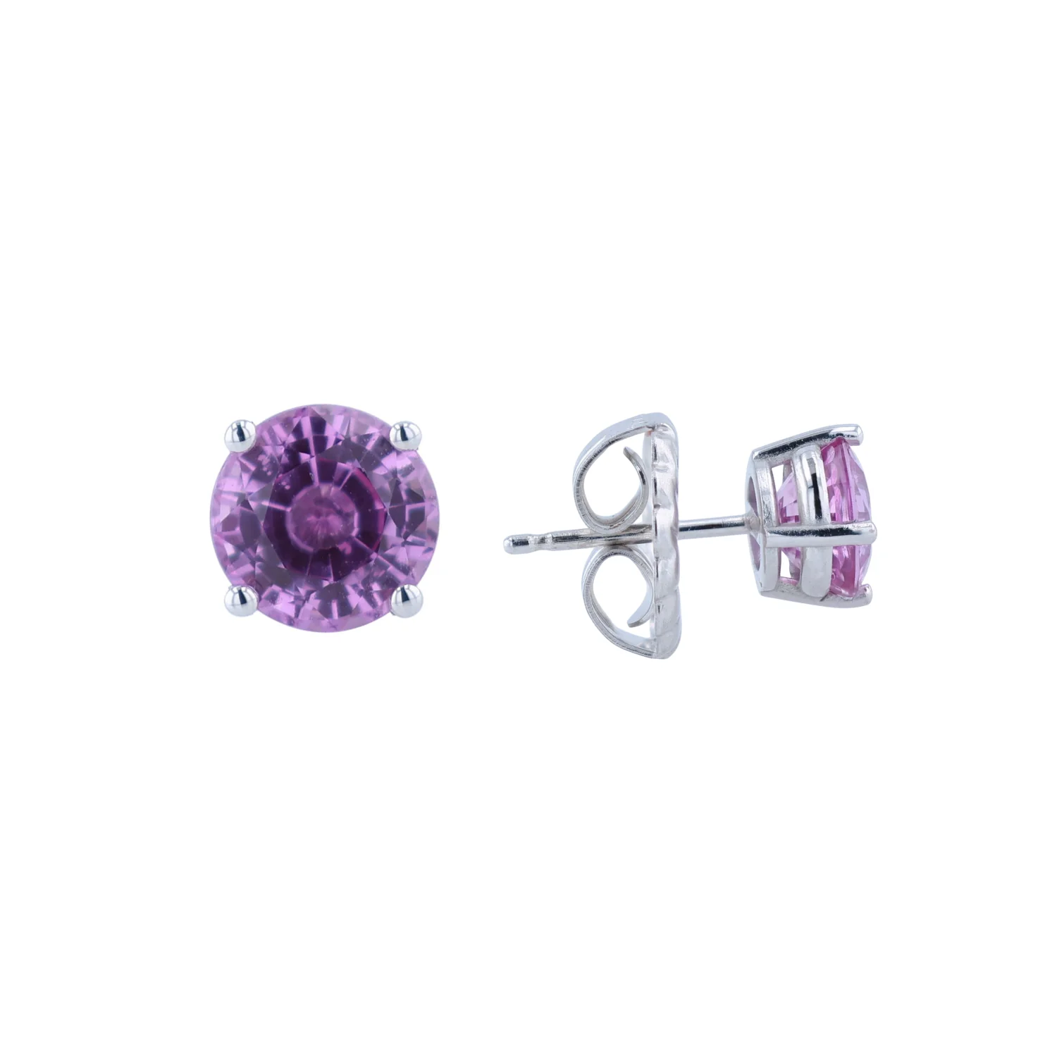 14K 2.32 CTW Pink Sapphire Stud Earrings - Image 2