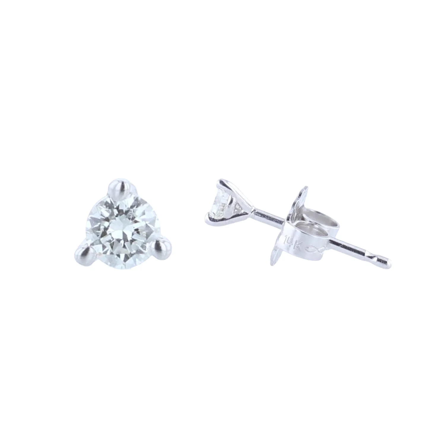 14K Diamond Stud Earrings - Image 2