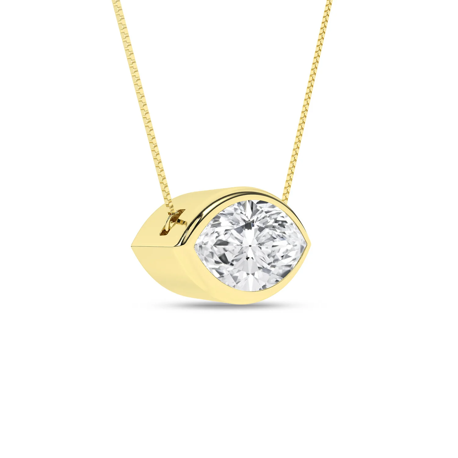 14K Lab Grown Diamond Solitaire Bezel-Set Pendant with Chain - Image 2