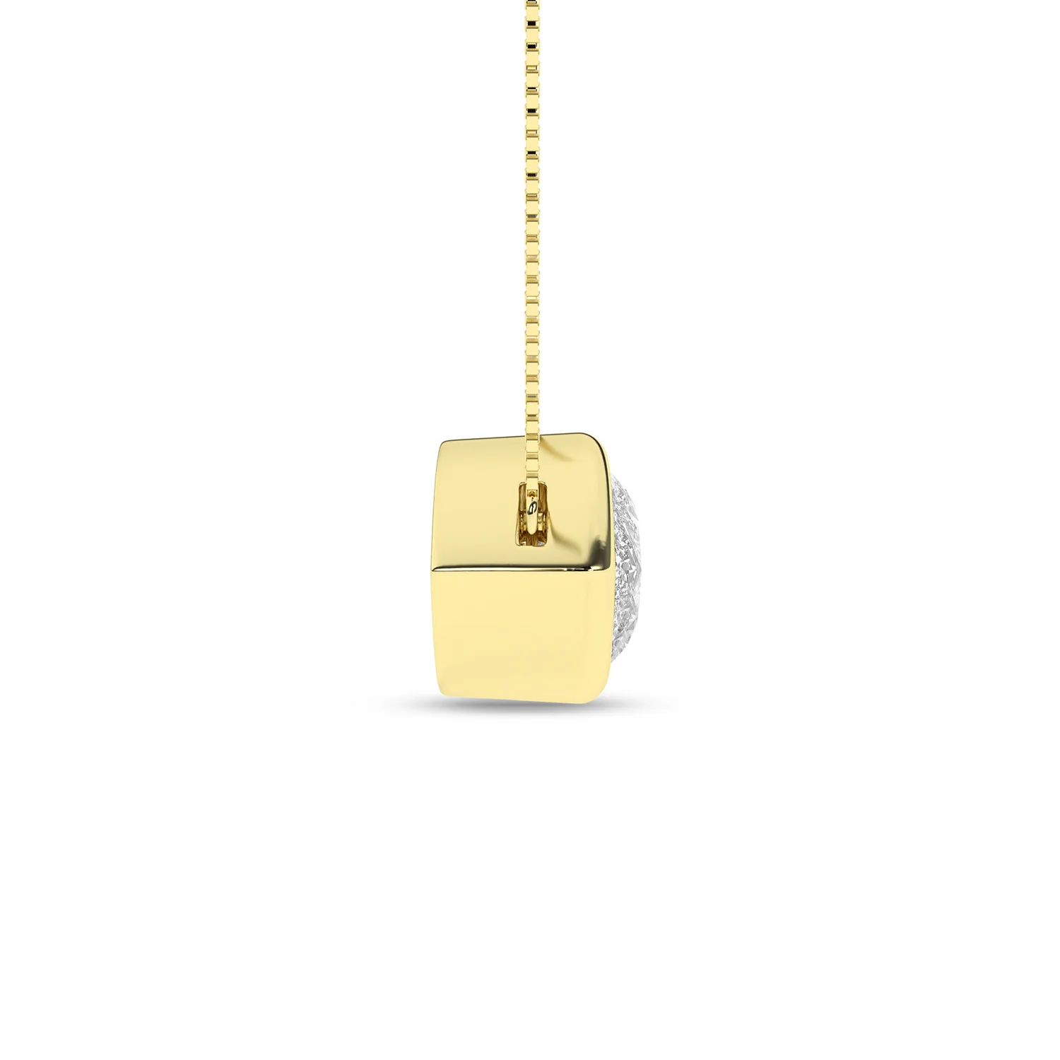 14K Lab Grown Diamond Solitaire Bezel-Set Pendant with Chain - Image 3