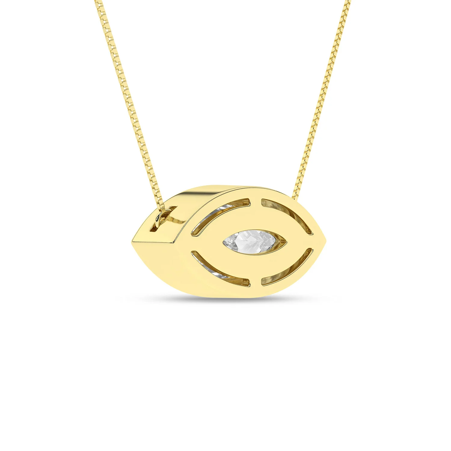 14K Lab Grown Diamond Solitaire Bezel-Set Pendant with Chain - Image 4