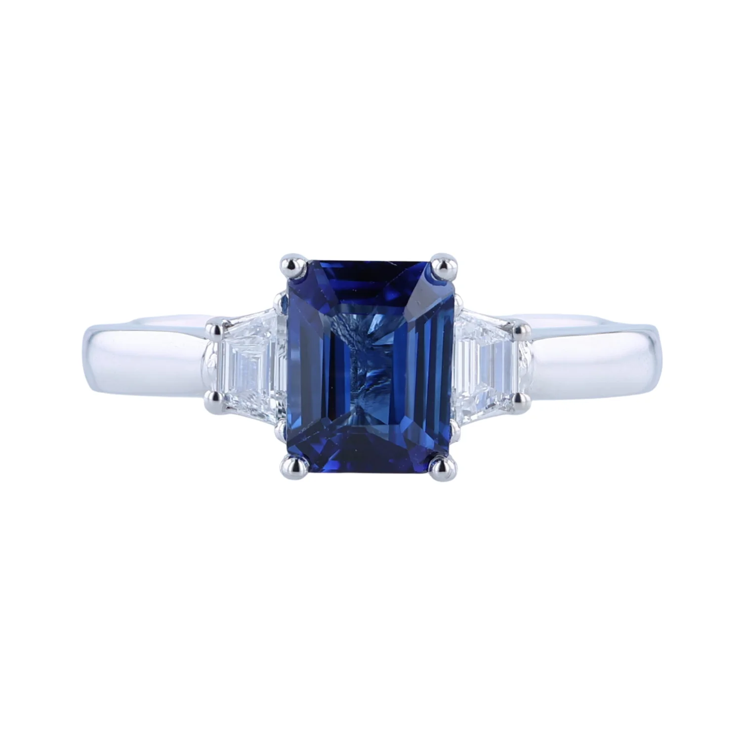 14K 1.49ct Sapphire and Diamond Three Stone Ring
