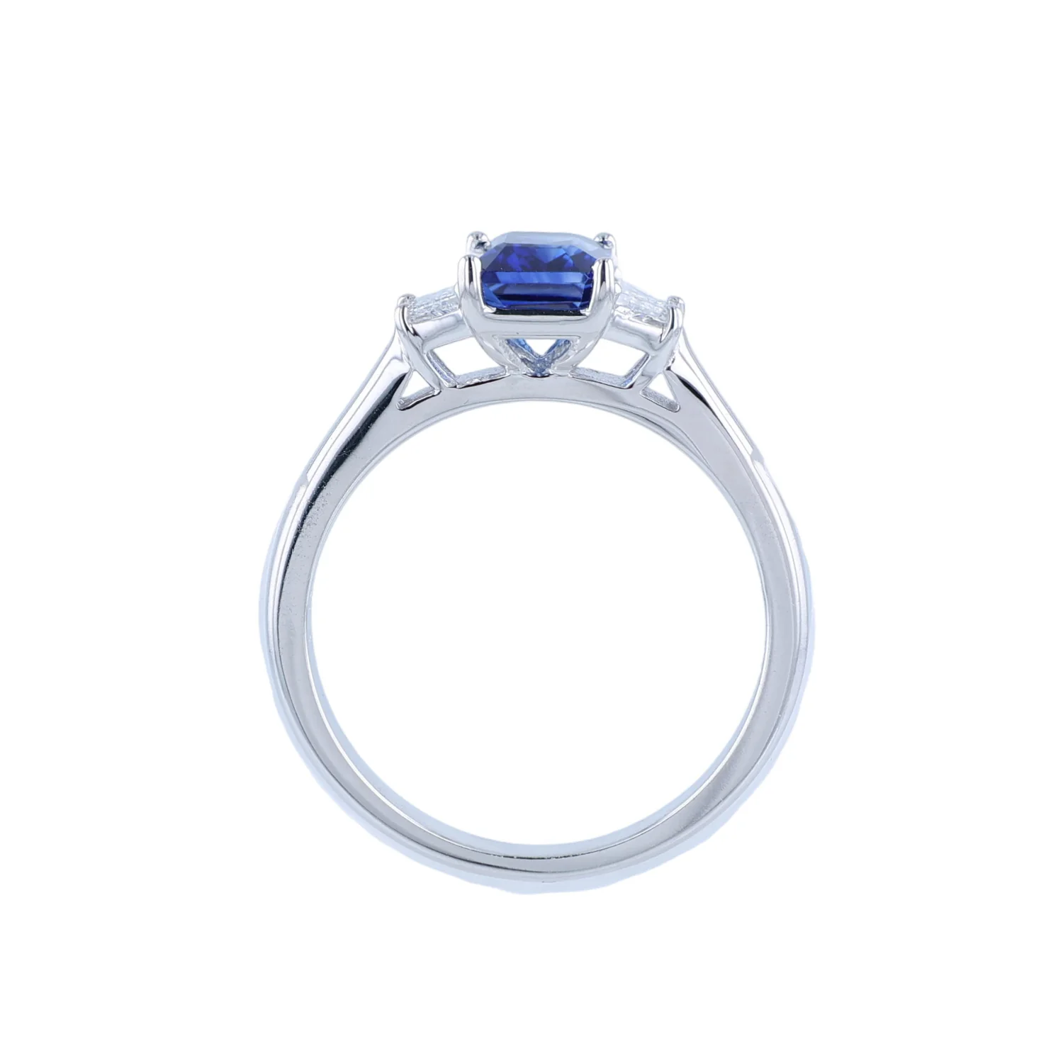 14K 1.49ct Sapphire and Diamond Three Stone Ring - Image 3