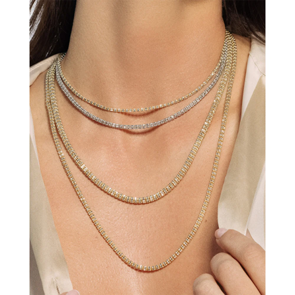 14K Two-Tone Fancy Ice 18 Inch Chain - Image 4