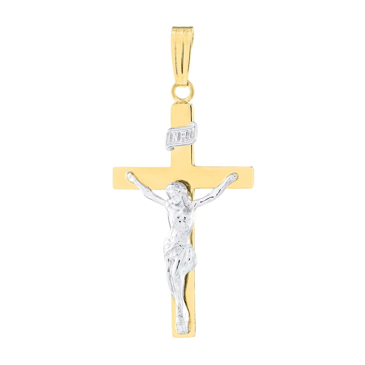14K Two-Tone Crucifix Pendant