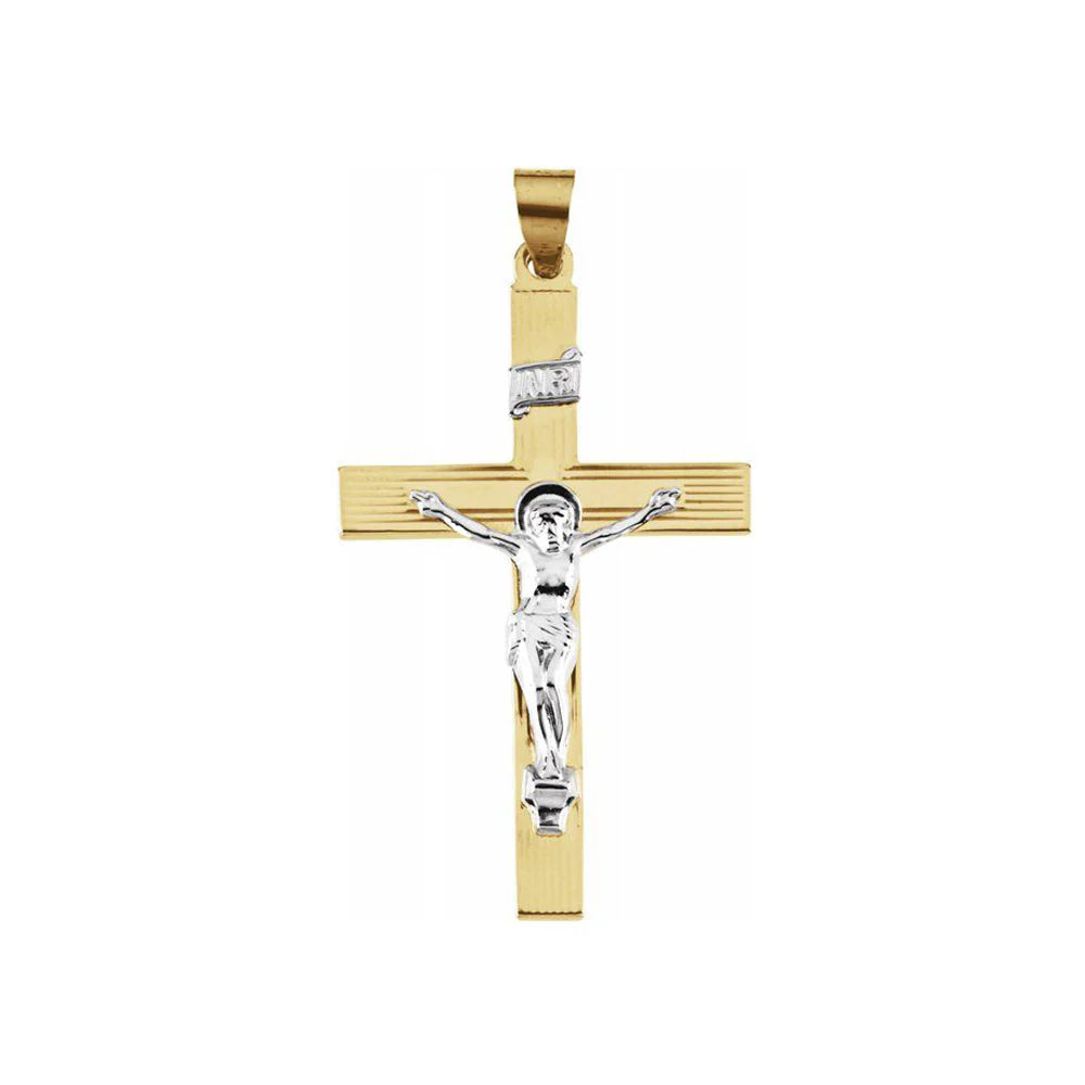14K Two-Tone Crucifix Pendant