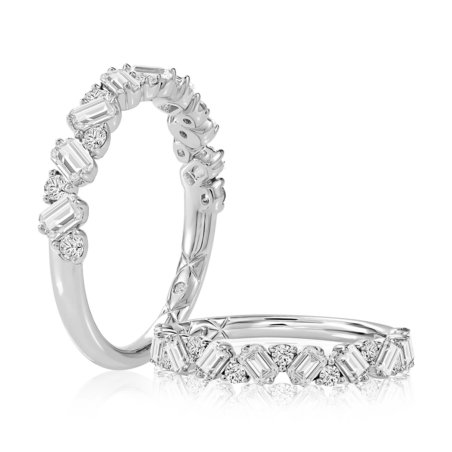 A.JAFFE 14K White Diamond Wedding Band - Image 2