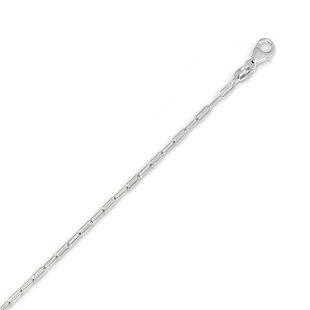 14K White Gold 1.50MM 20 Inch Paperclip Chain