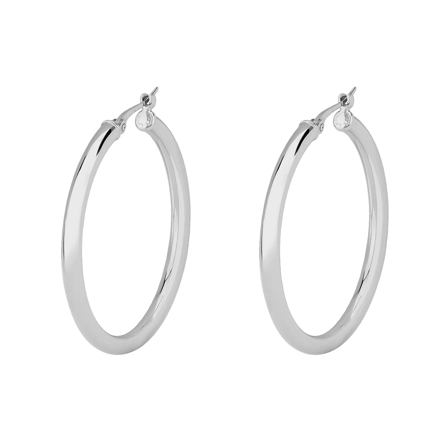 14K White Gold 25mm Tube Hoop Earrings