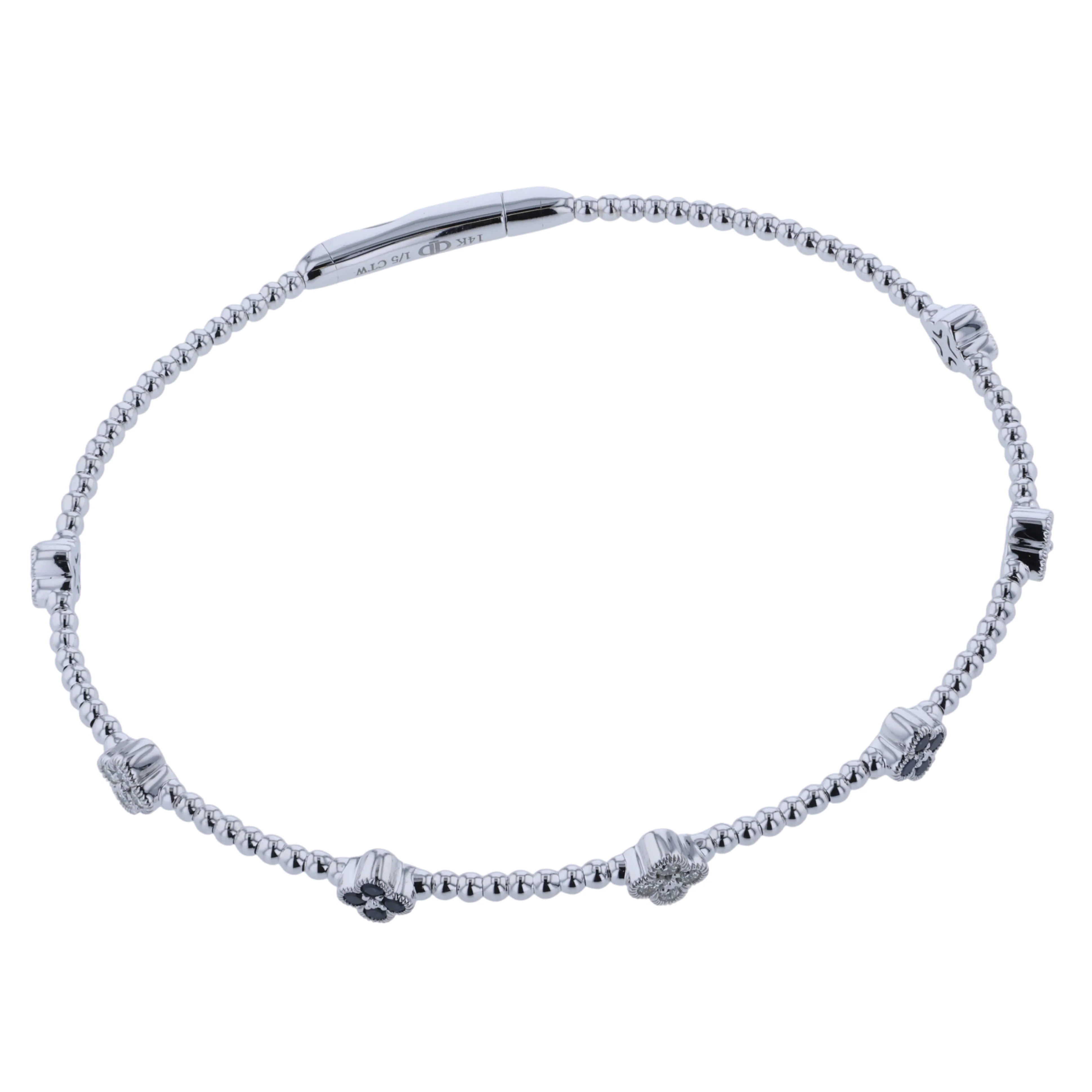 14K White Gold and Titanium Blue Sapphire and Diamond Flex Bangle - Image 3
