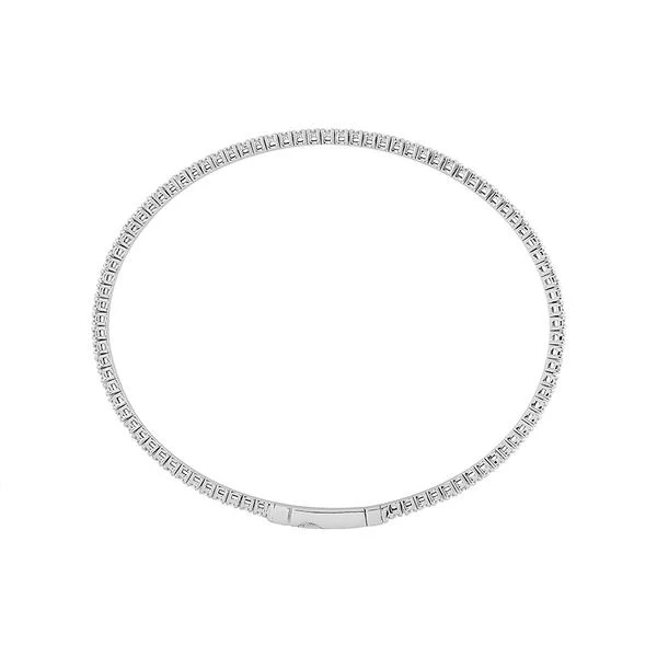 14K White Gold and Titanium Wire Diamond Bangle Bracelet - Image 2