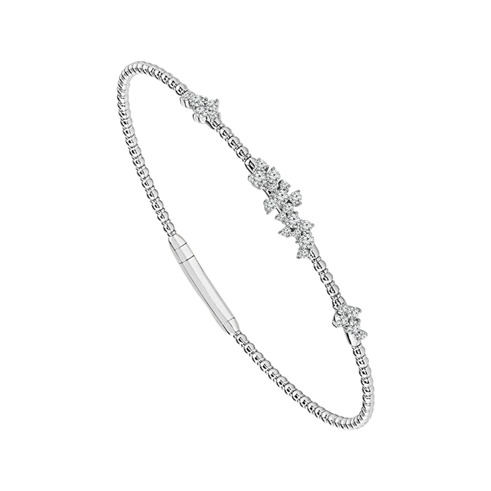 14K White Gold Diamond Bangle