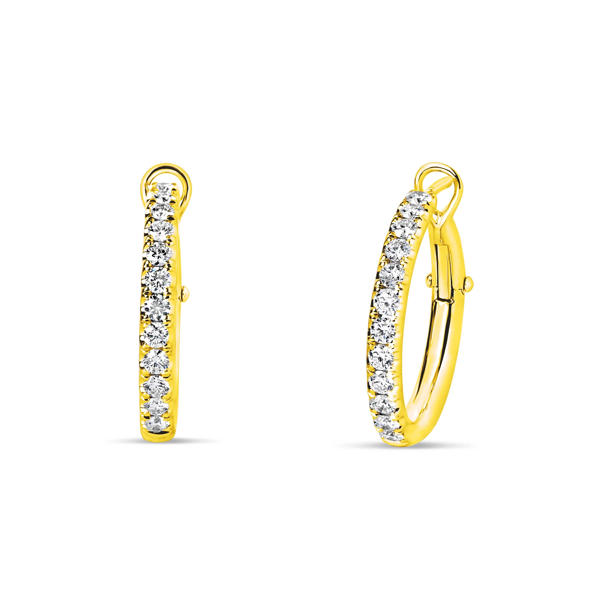 14K Yellow Gold 0.54 CTW Diamond Hoop Earrings