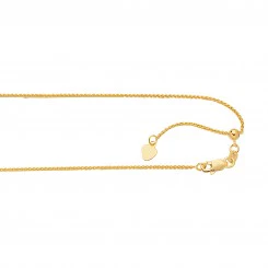 14K Yellow Gold 1MM 22 Inch Adjustable Round Wheat Chain