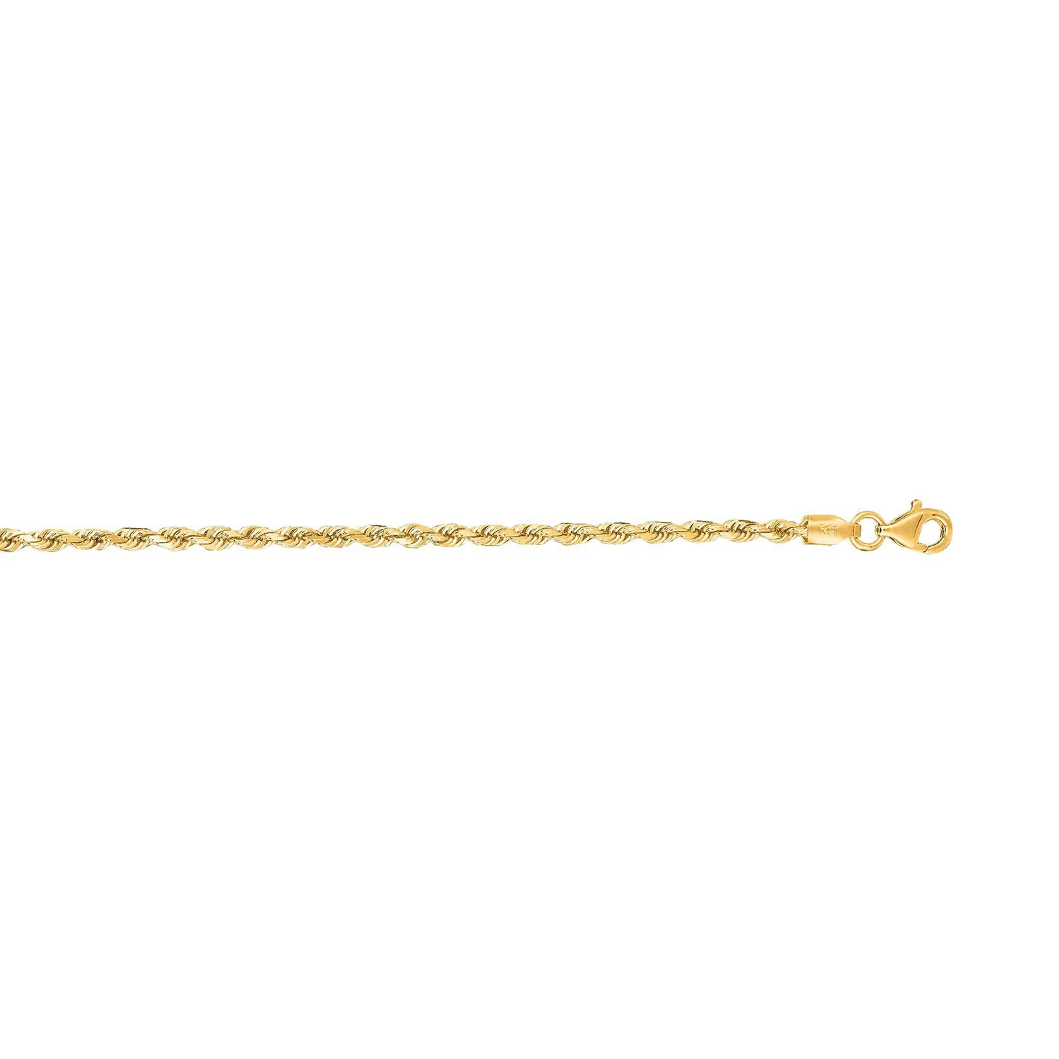 14K Yellow Gold 2.5MM 22 Inch Rope Chain