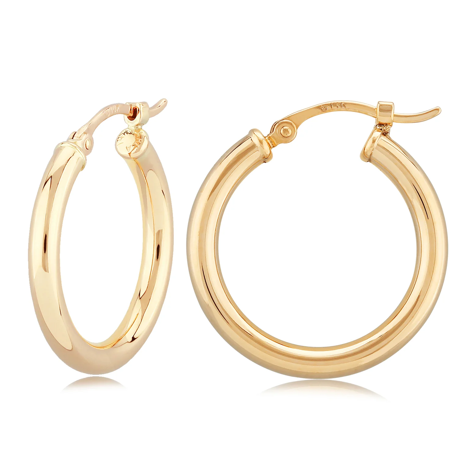14K Yellow Gold Hoop Earrings - 20mm x 2.5mm