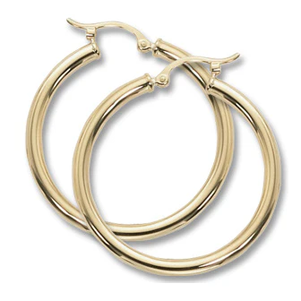 14K Yellow Gold Hoop Earrings - 30mm x 2.5mm