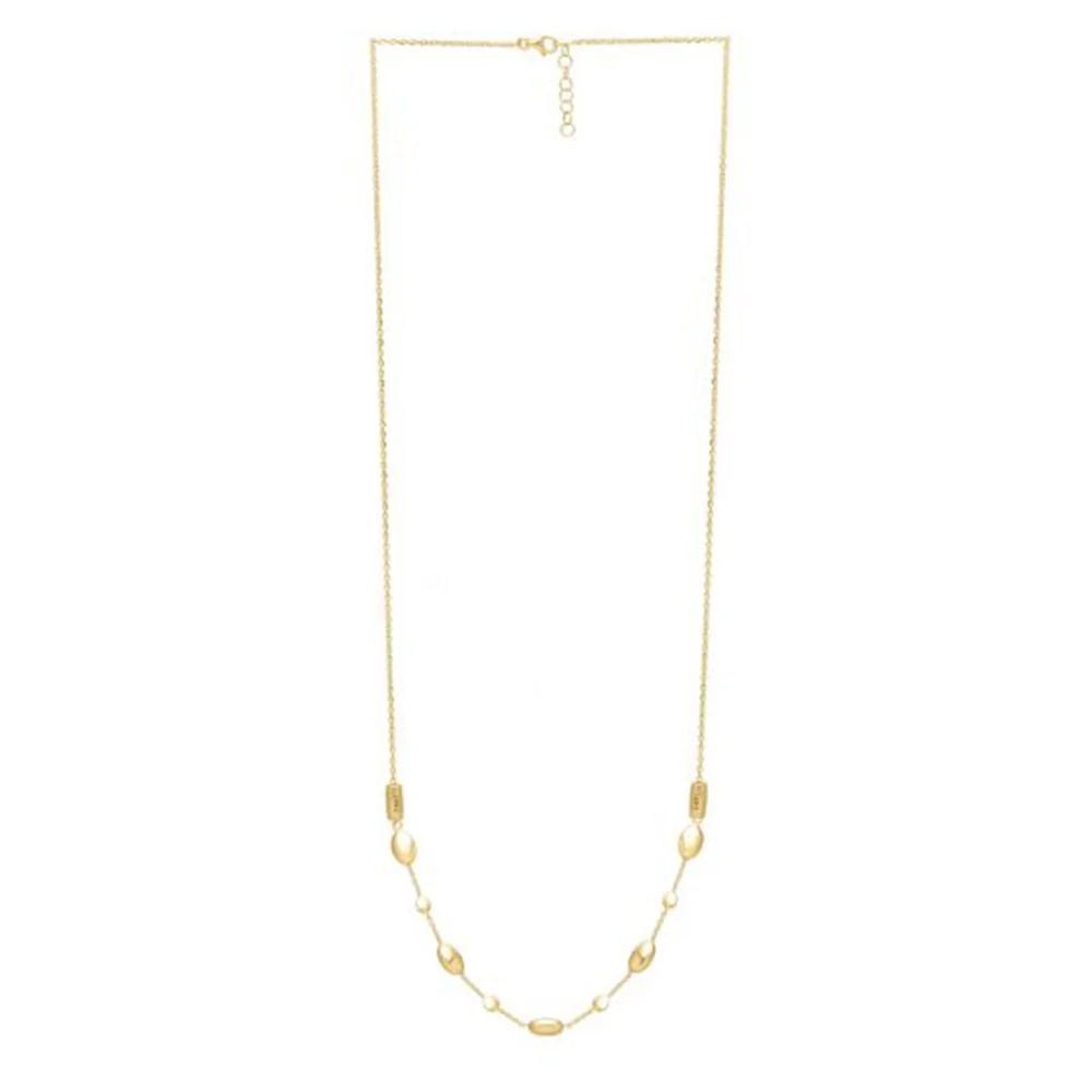 14K Yellow Gold Adjustable Puff Pebble Necklace - Image 2