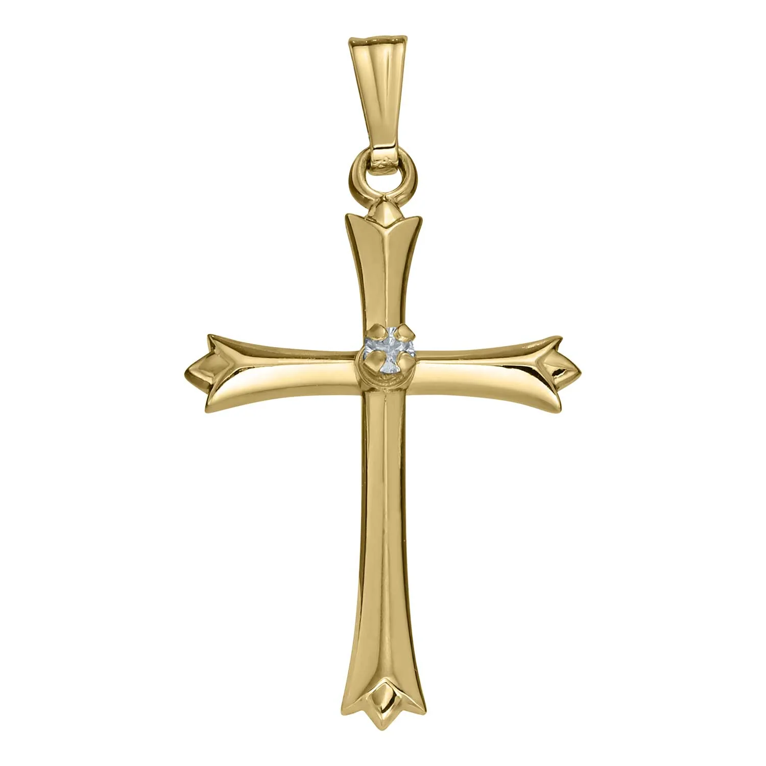 14K Yellow Gold Diamond Cross Pendant