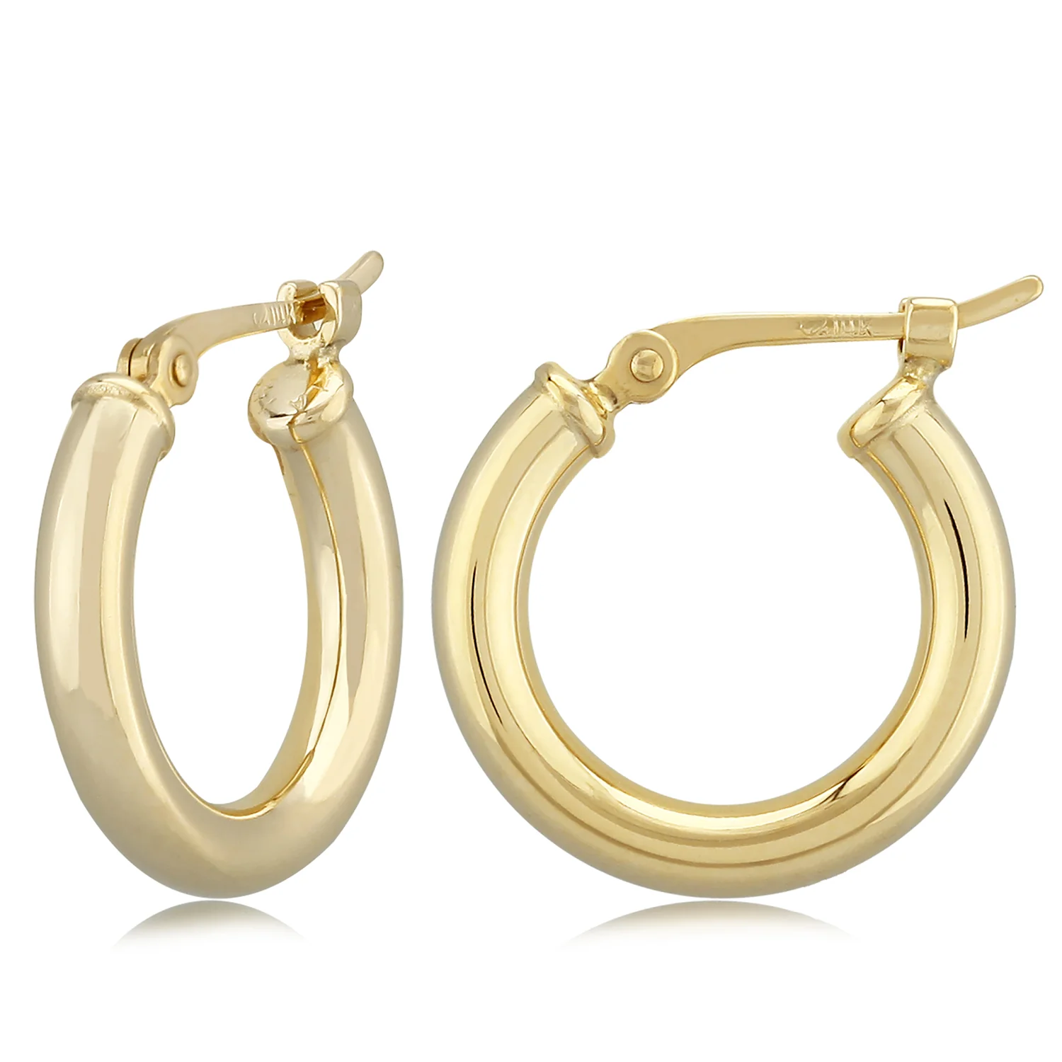 14K Yellow Gold Hoop Earrings - 15mm x 2.5mm