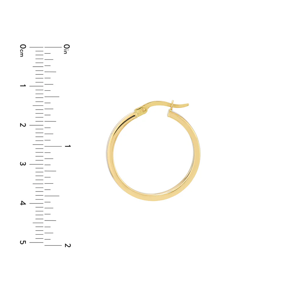 14K Yellow Gold Large White Enamel Round Hoops - Image 4