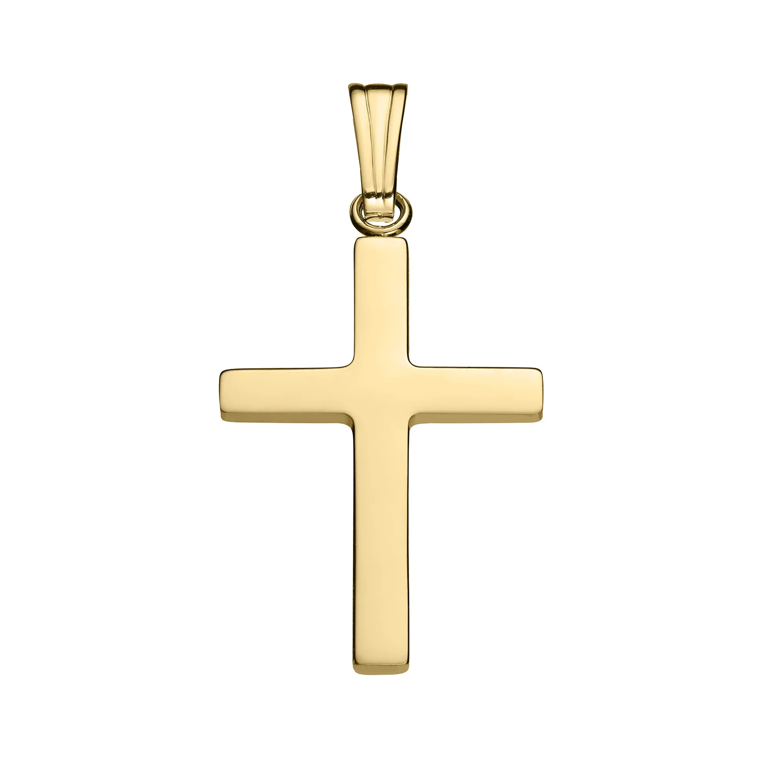 14K Yellow Gold Plain-Polish Cross Pendant