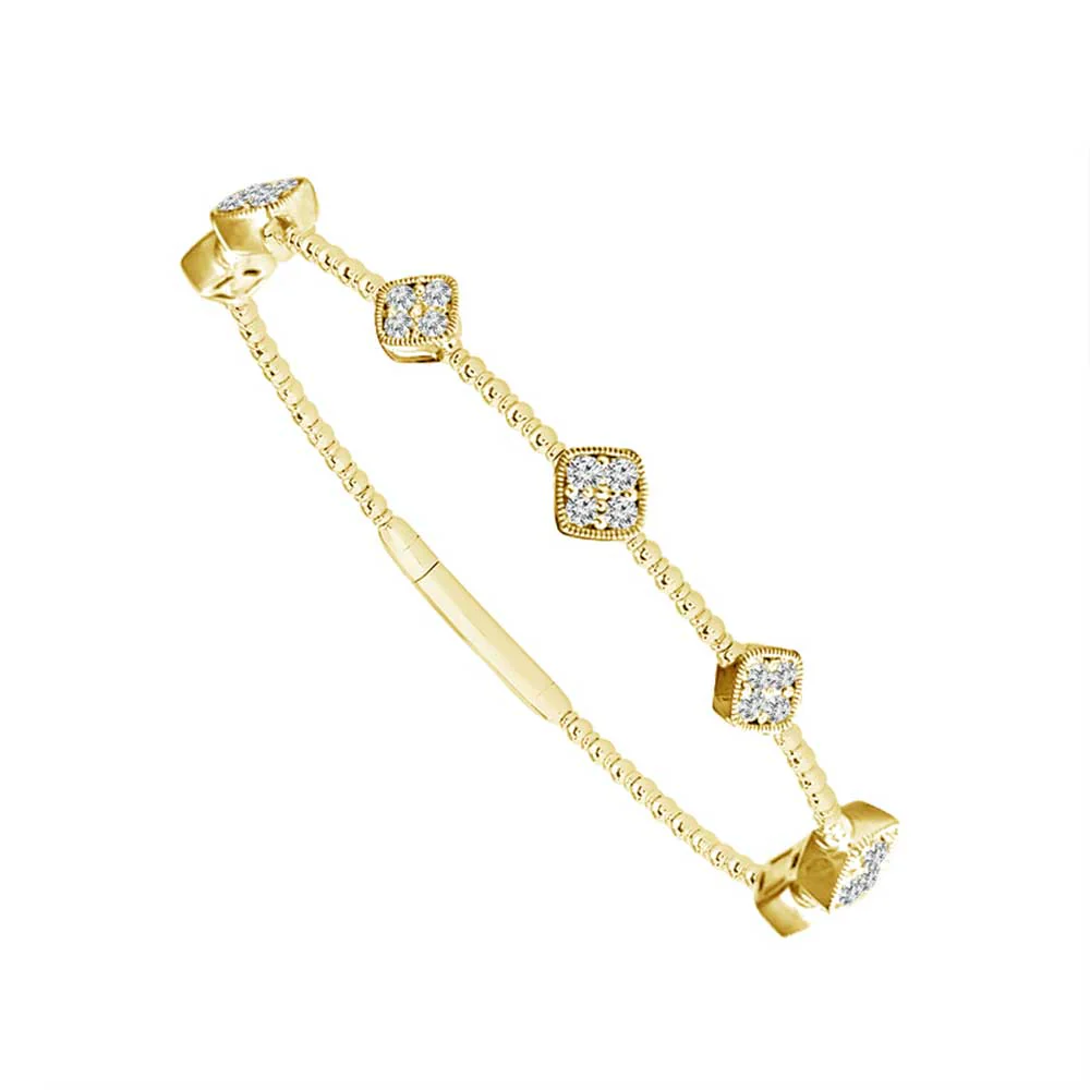 14K Yellow Gold & Titanium Wire Diamond Bangle