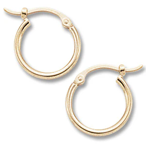 14K Yellow Gold Hoop Earrings - 12mm x 1.5mm