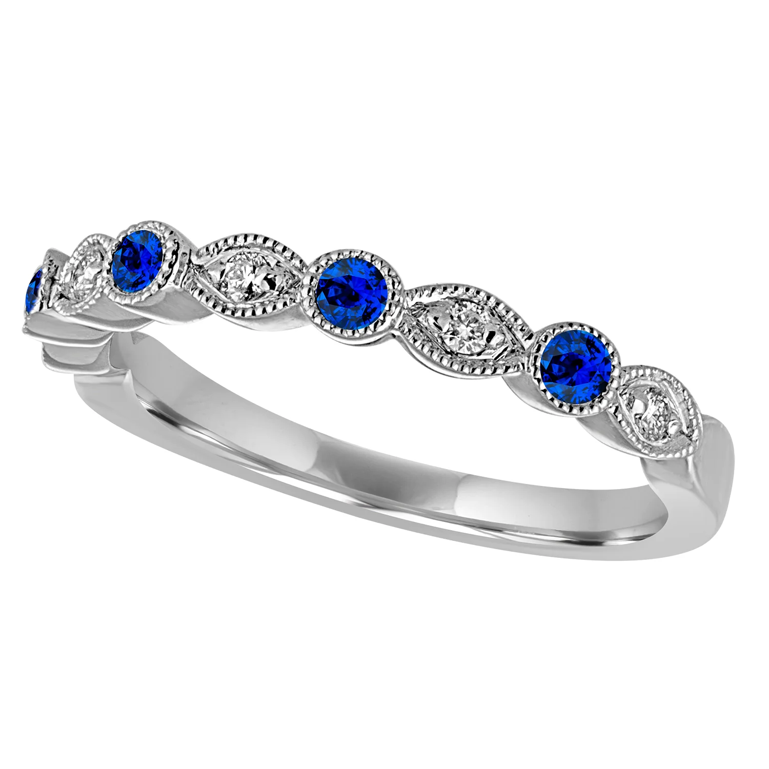 14K 0.16ct Sapphire and Diamond Band