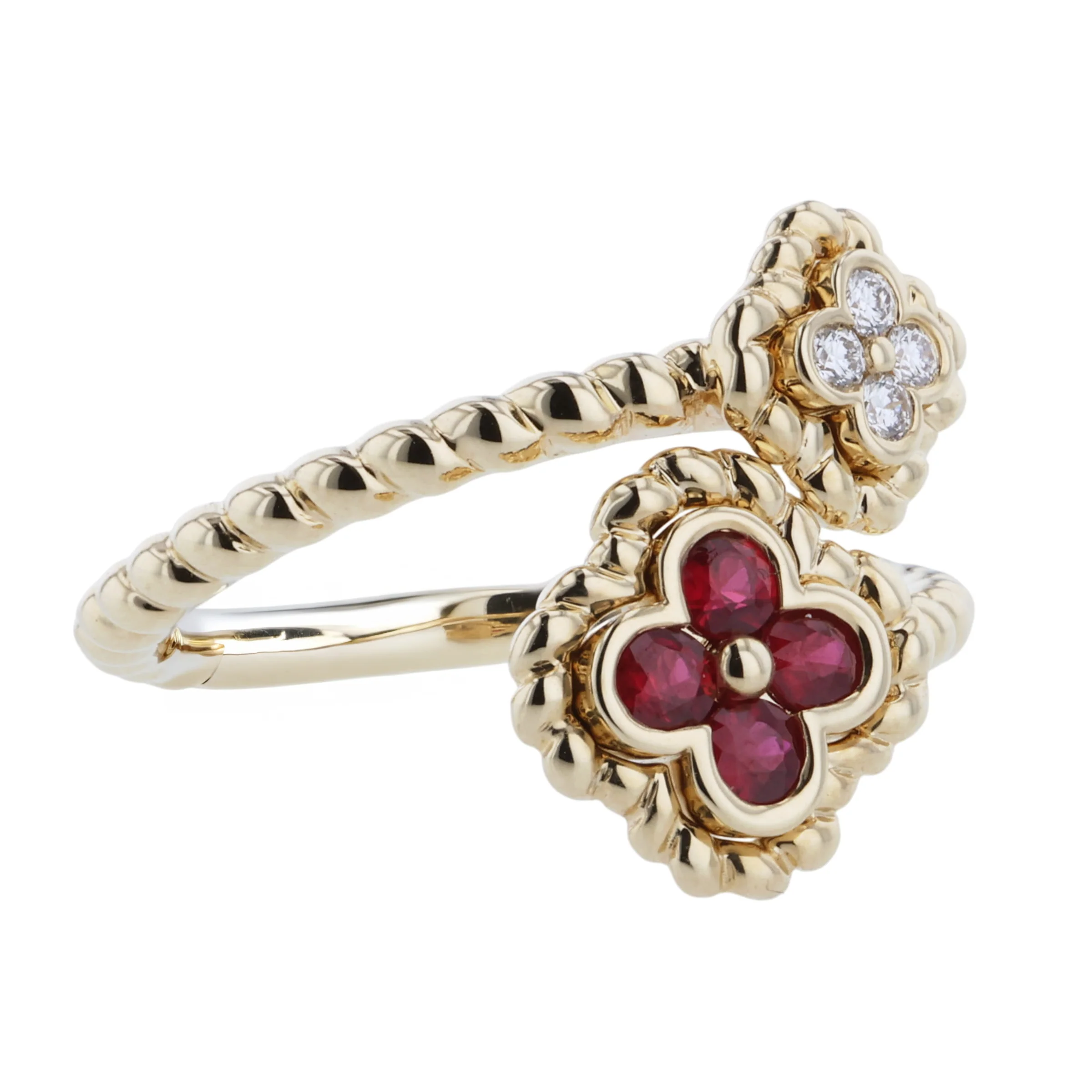 14K Ruby and Diamond Crossover Ring - Image 2