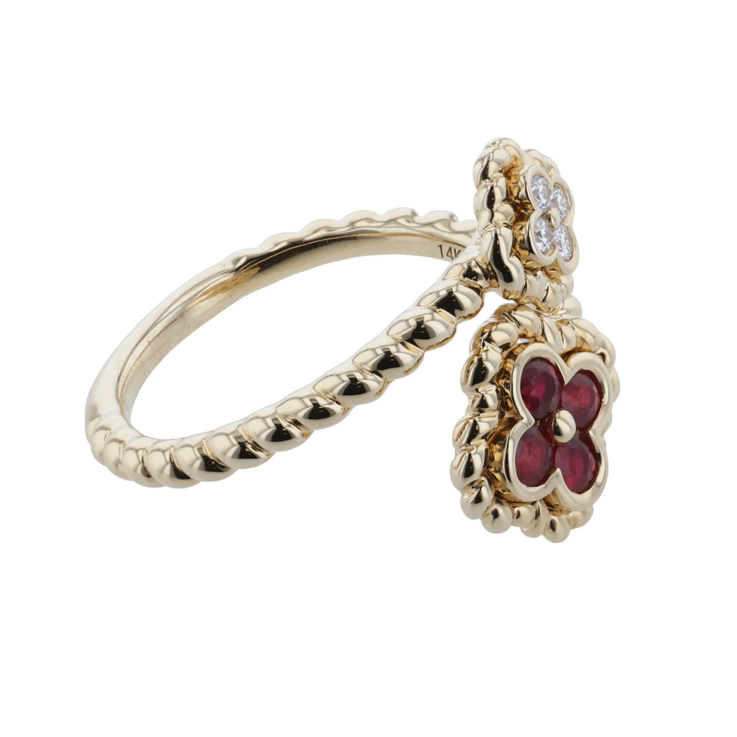 14K Ruby and Diamond Crossover Ring - Image 3