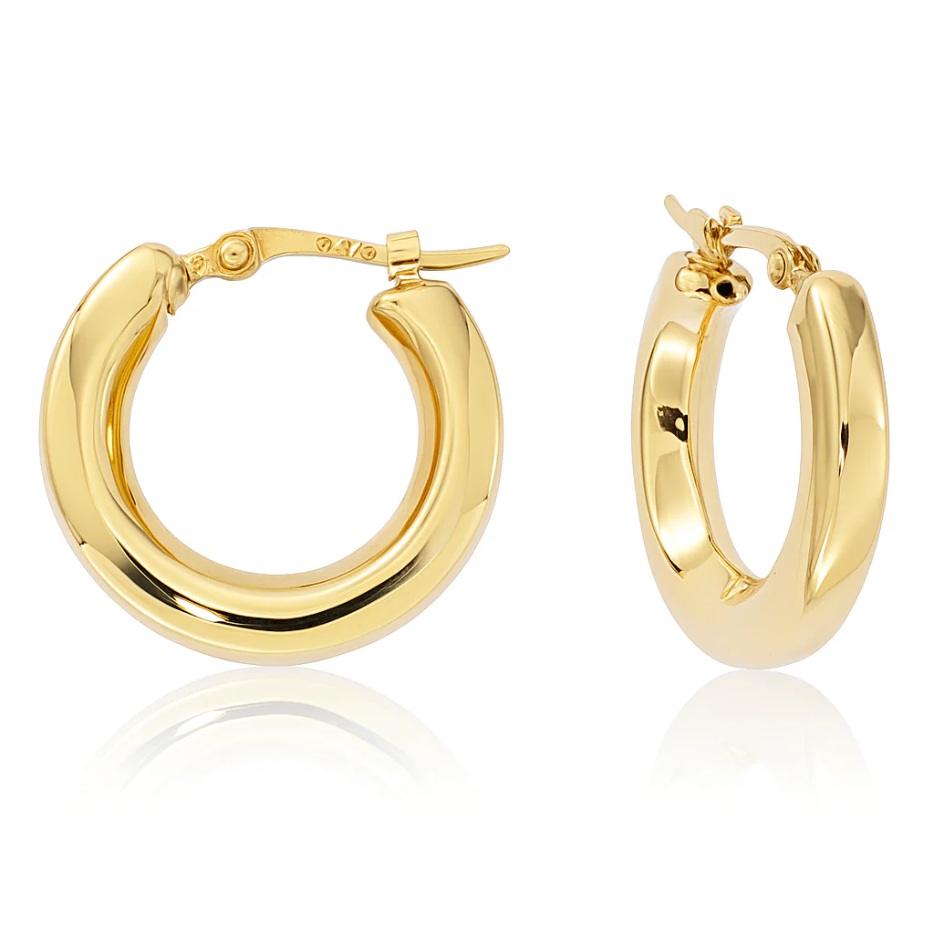 14K Round Square Hoop Earrings