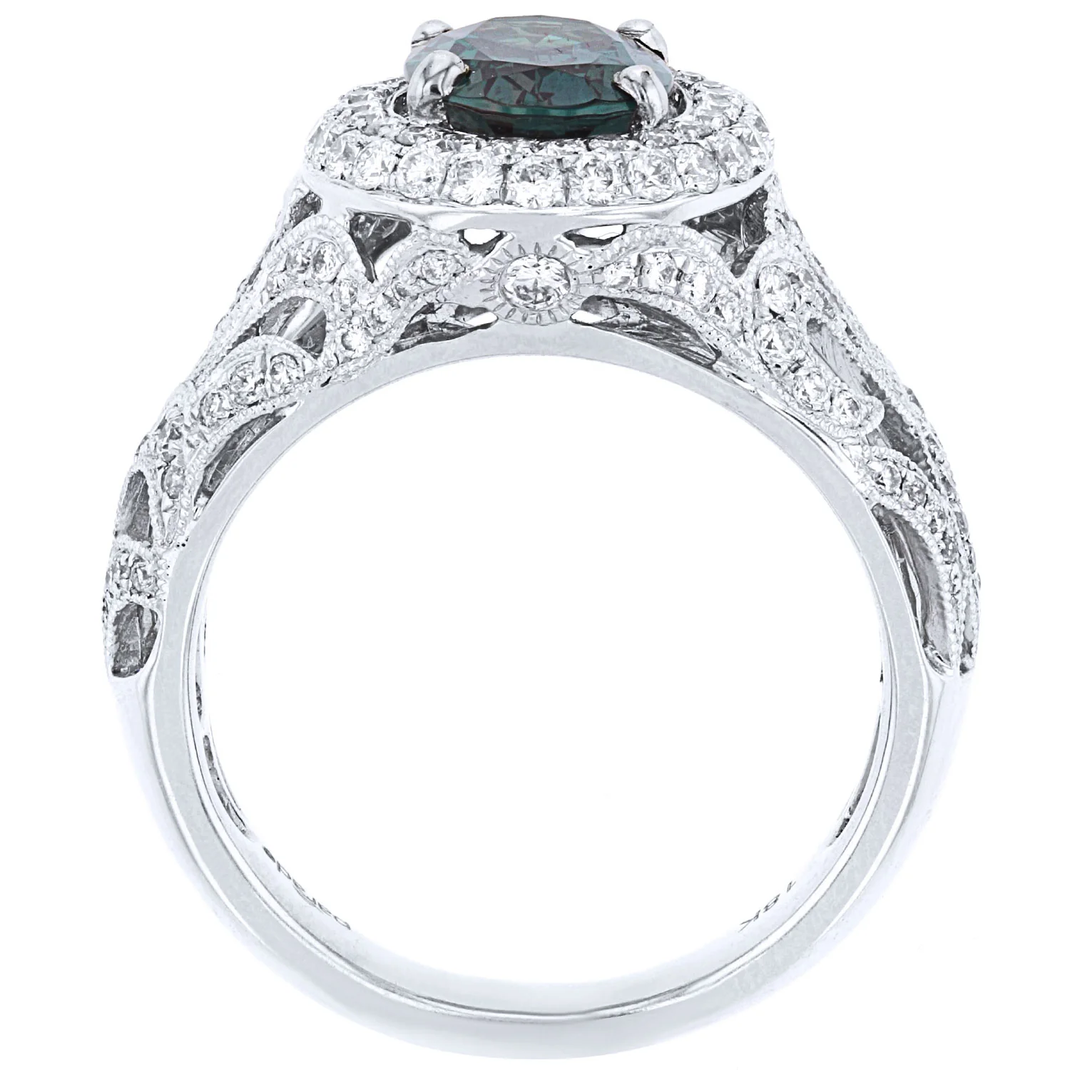 18K 1.75ct Alexandrite and Diamond Halo Ring - Image 4