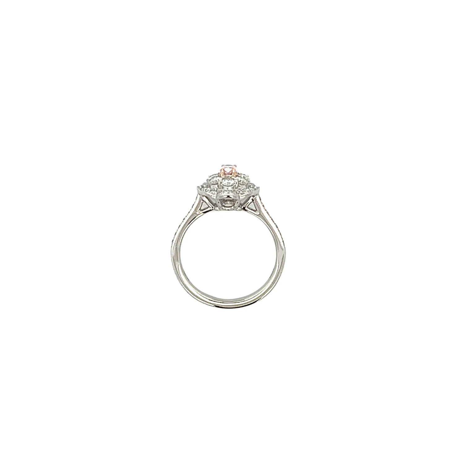 18K Two-Tone 0.21 Carat Natural Purplish Pink and 0.69 CTW Diamond Double Halo Ring - Image 4