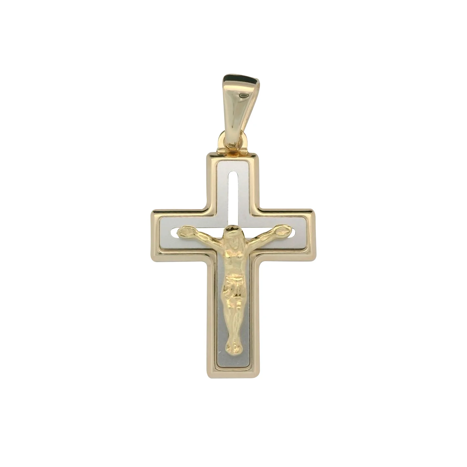 Italian 18K Two-Tone Modular Crucifix Pendant - Small