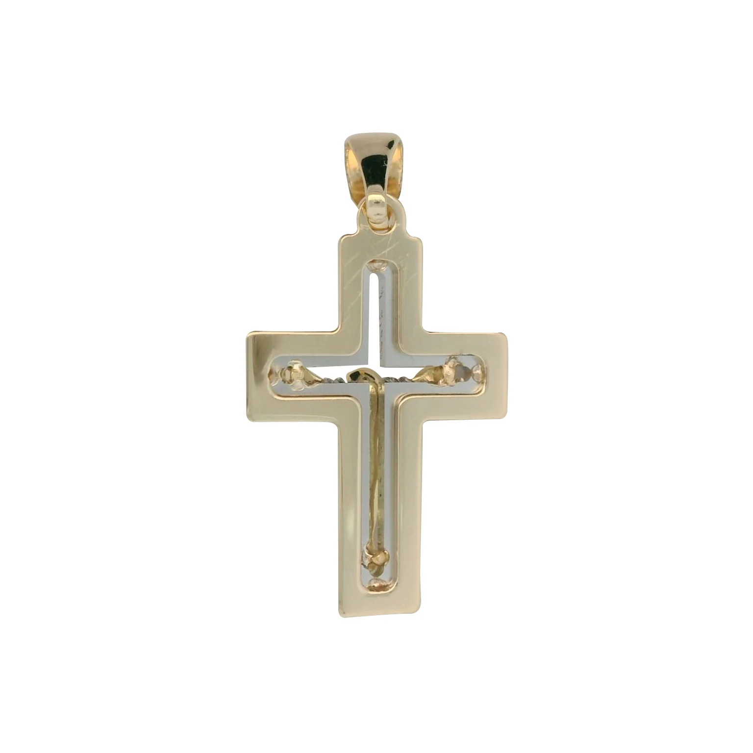 Italian 18K Two-Tone Modular Crucifix Pendant - Small - Image 2