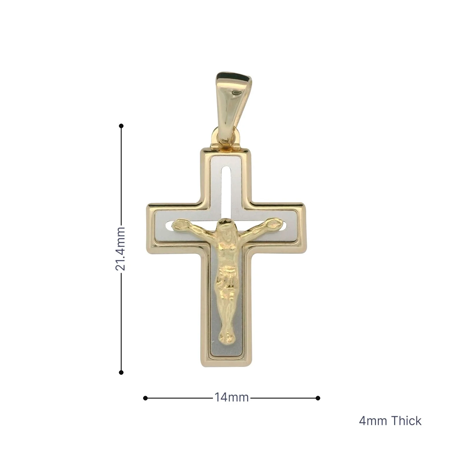Italian 18K Two-Tone Modular Crucifix Pendant - Small - Image 3