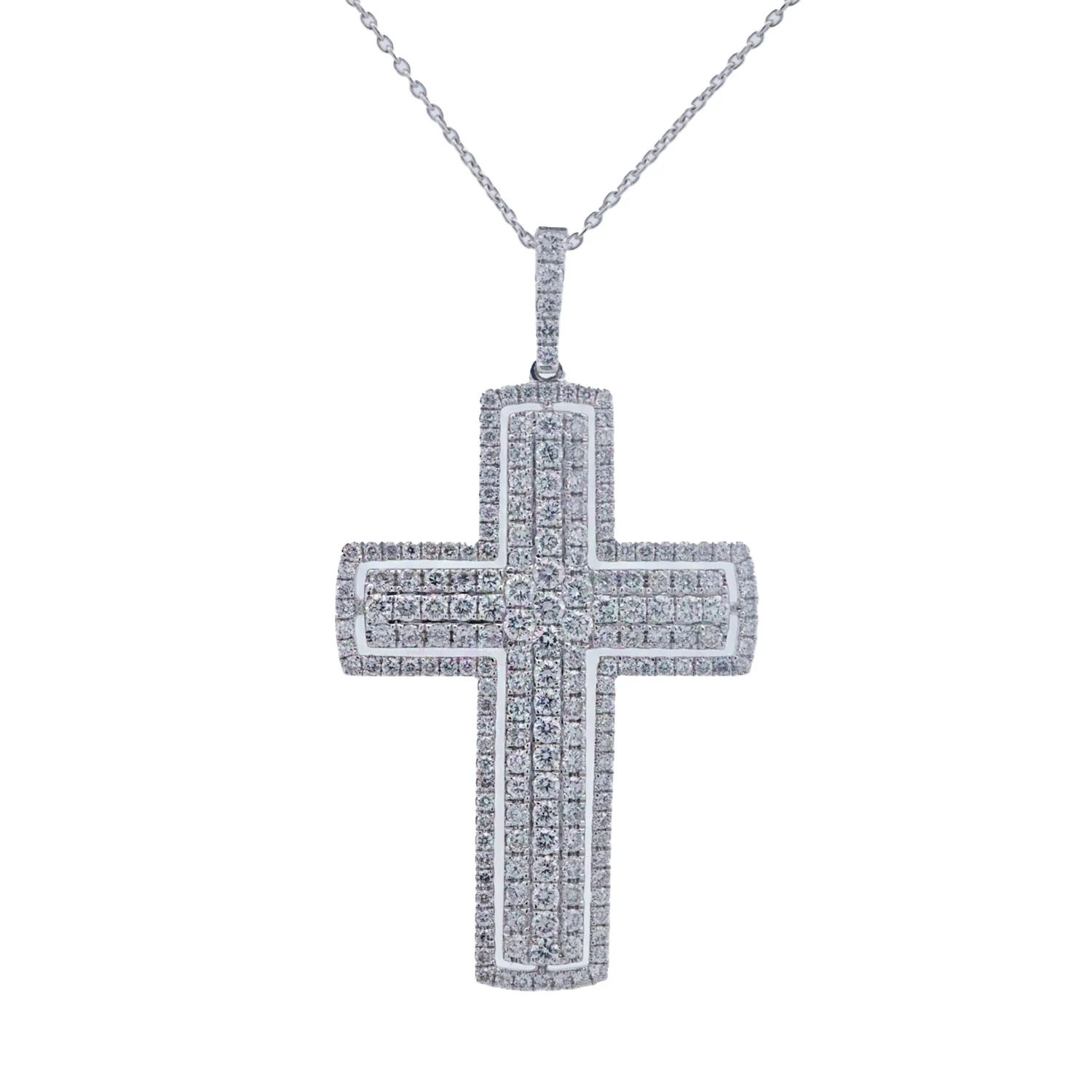18K White Gold 1.48 CTW Diamond Cross Pendant
