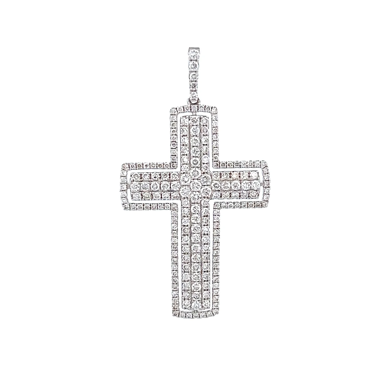 18K White Gold 1.48 CTW Diamond Cross Pendant - Image 3