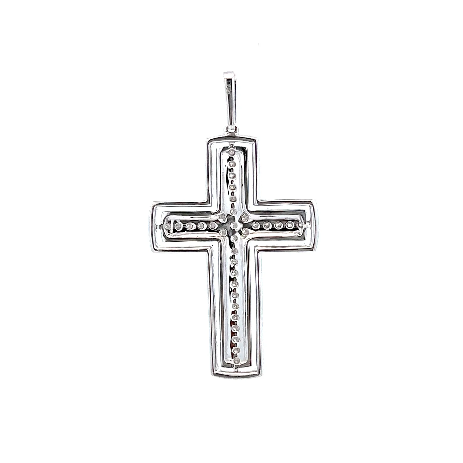 18K White Gold 1.48 CTW Diamond Cross Pendant - Image 4