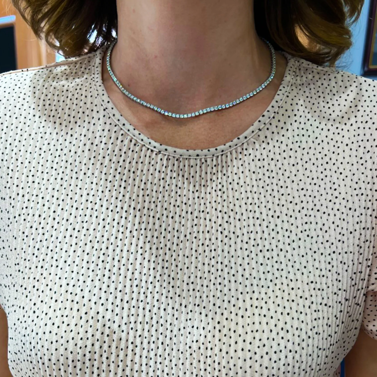18K White Gold 11.54 CTW Diamond Tennis Necklace - Image 4