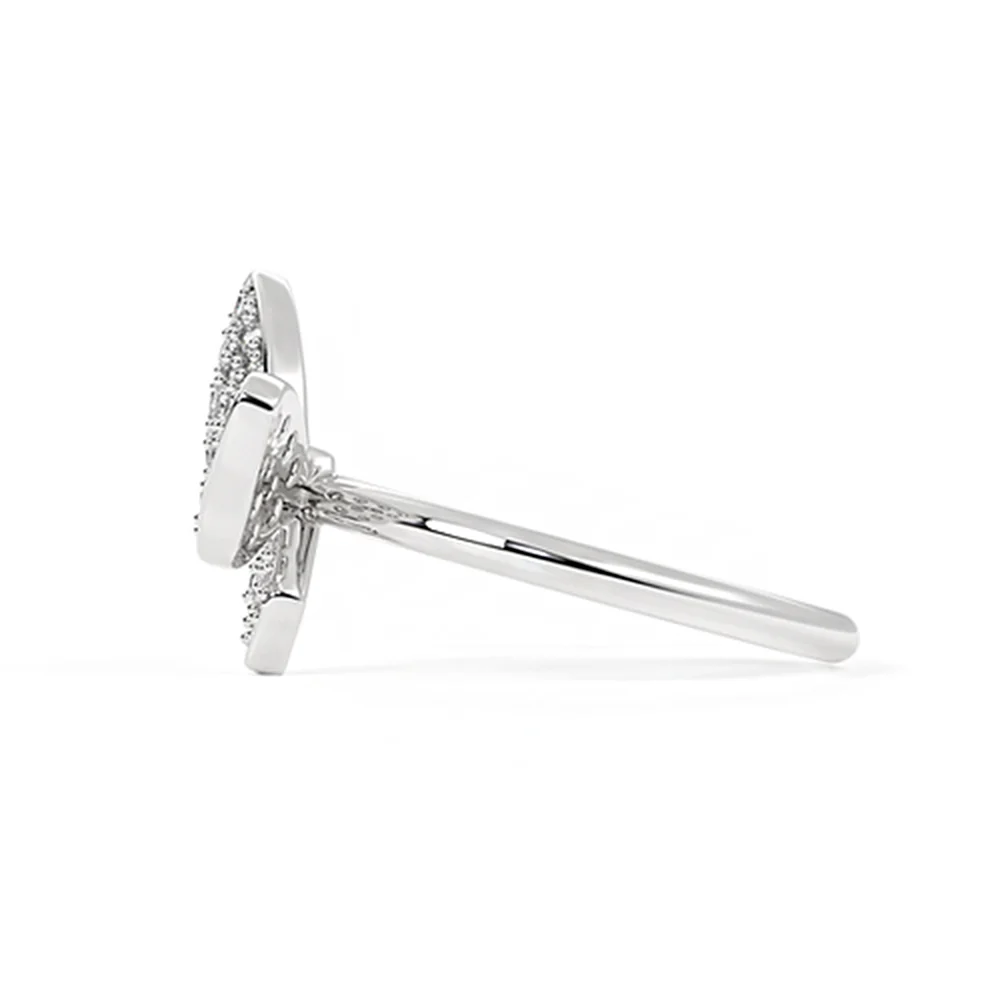 18K White Gold Diamond Butterfly Ring - Image 2