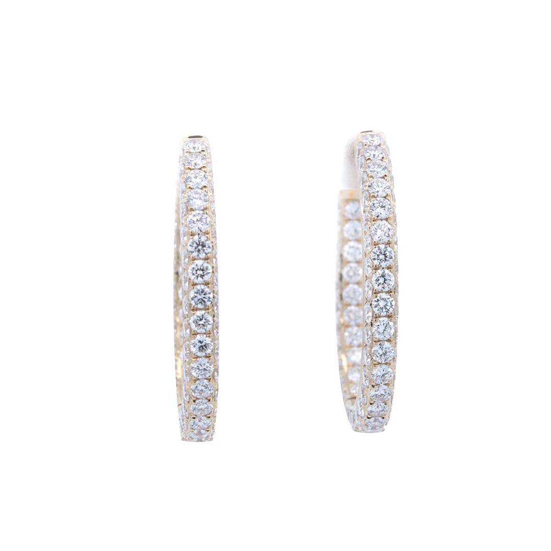 18K Yellow Gold 5.68 CTW Diamond Inside-Out Hoop Earrings